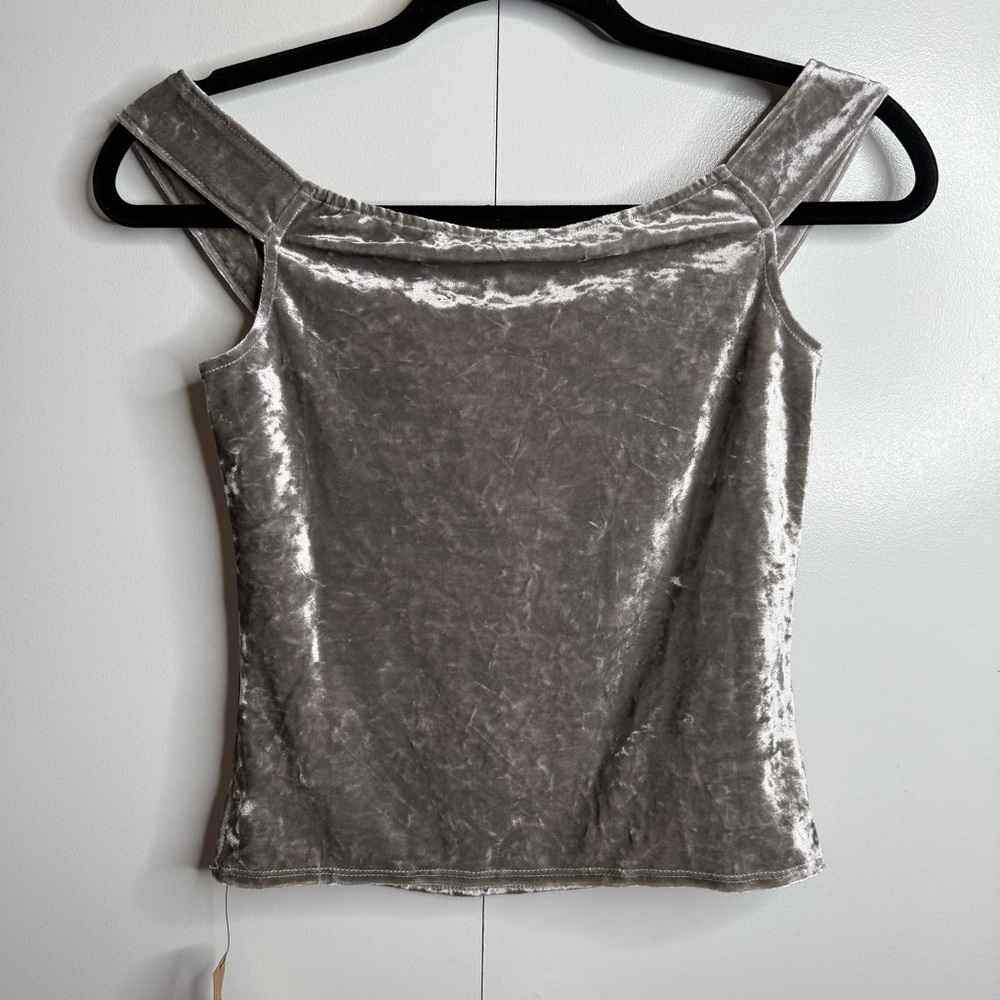 Reformation Andria Midnight Velvet off the shoulder Top XS NWT - Picture 5 of 9